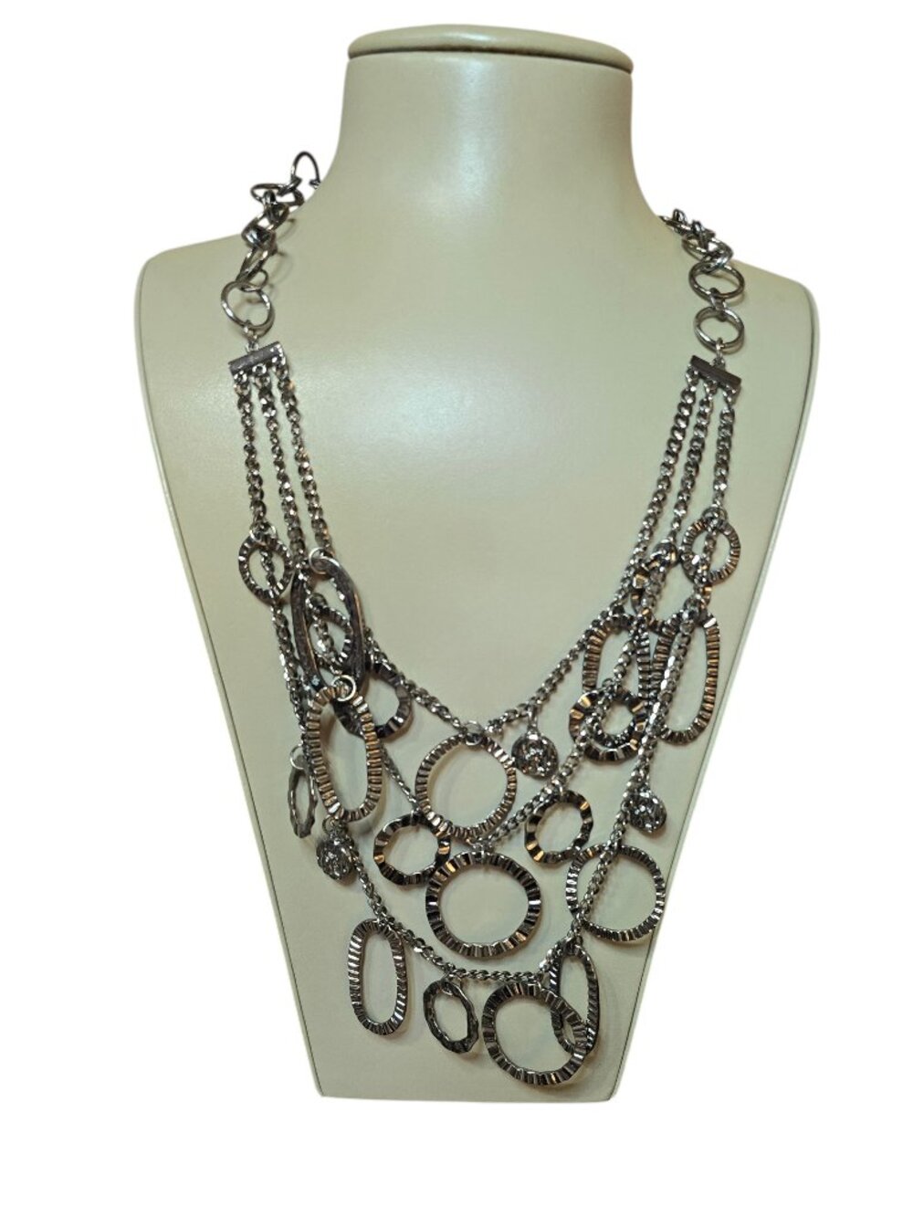 Women's Statement Gunmetal Plated Multi Layer Charm Dangle Necklace